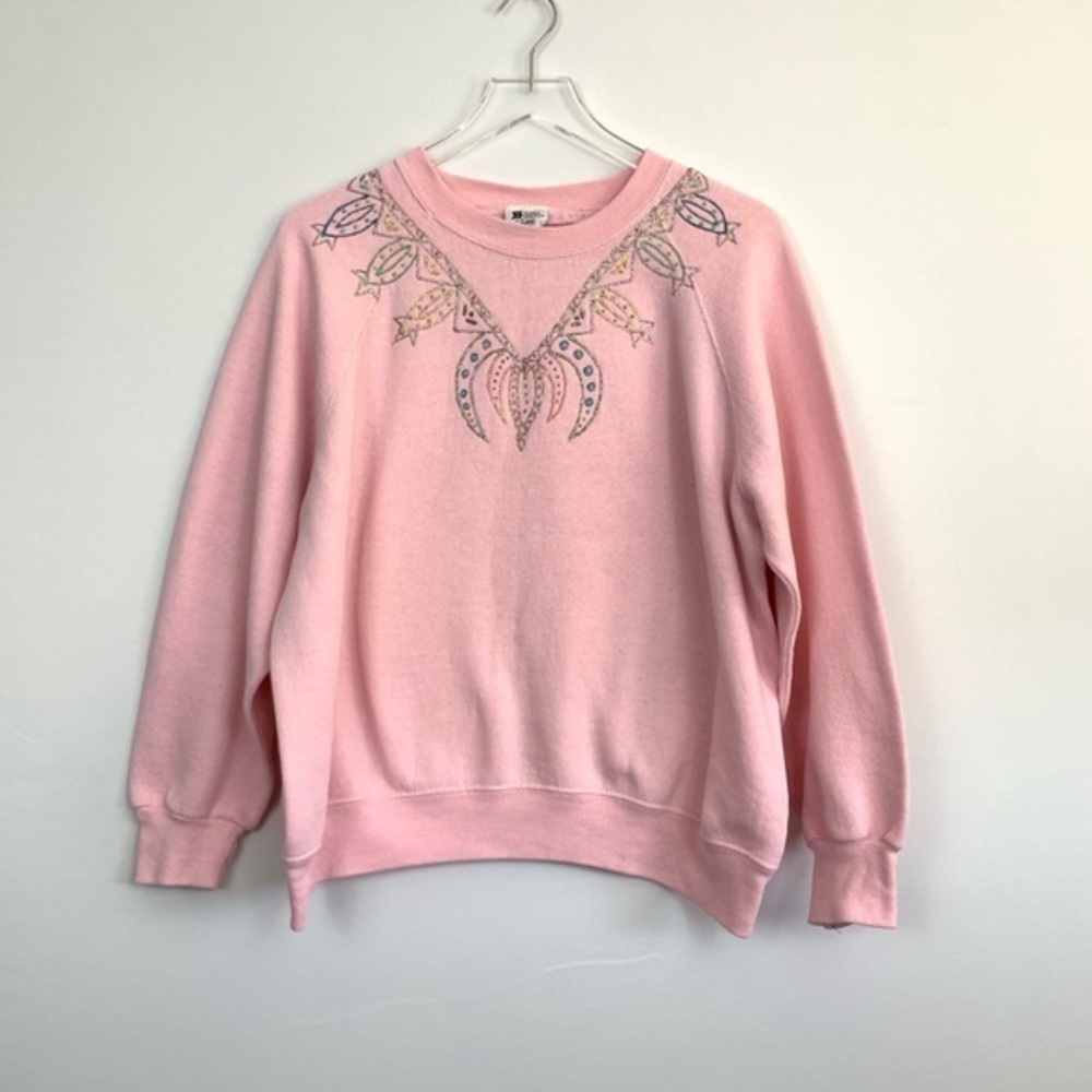 Vintage Lee Pink Sweater with Embellished Neck L28